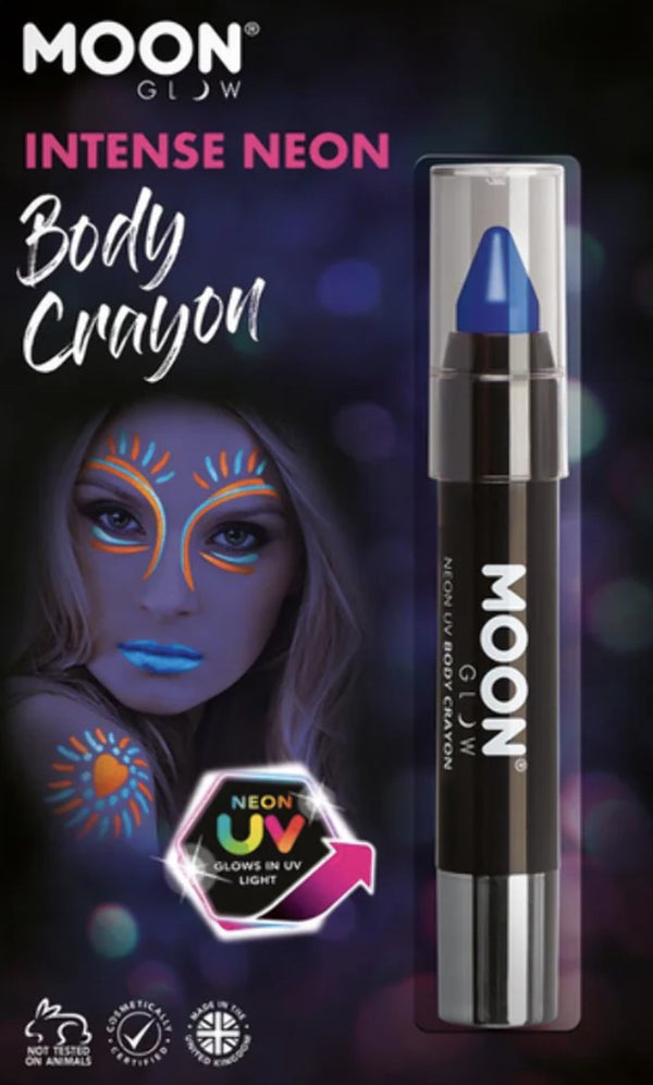 Moon Glow Intense Neon UV Body Crayons, Intense Blue , 3.2g